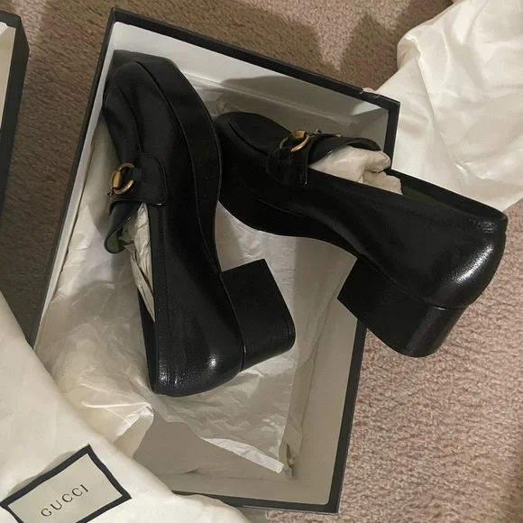 Gucci Horsebit Houdan leather heel loafers - Picture 7 of 14